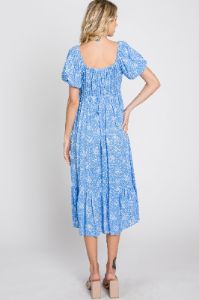Blue Floral Crochet Accent Midi Dress sold by Pinkblush