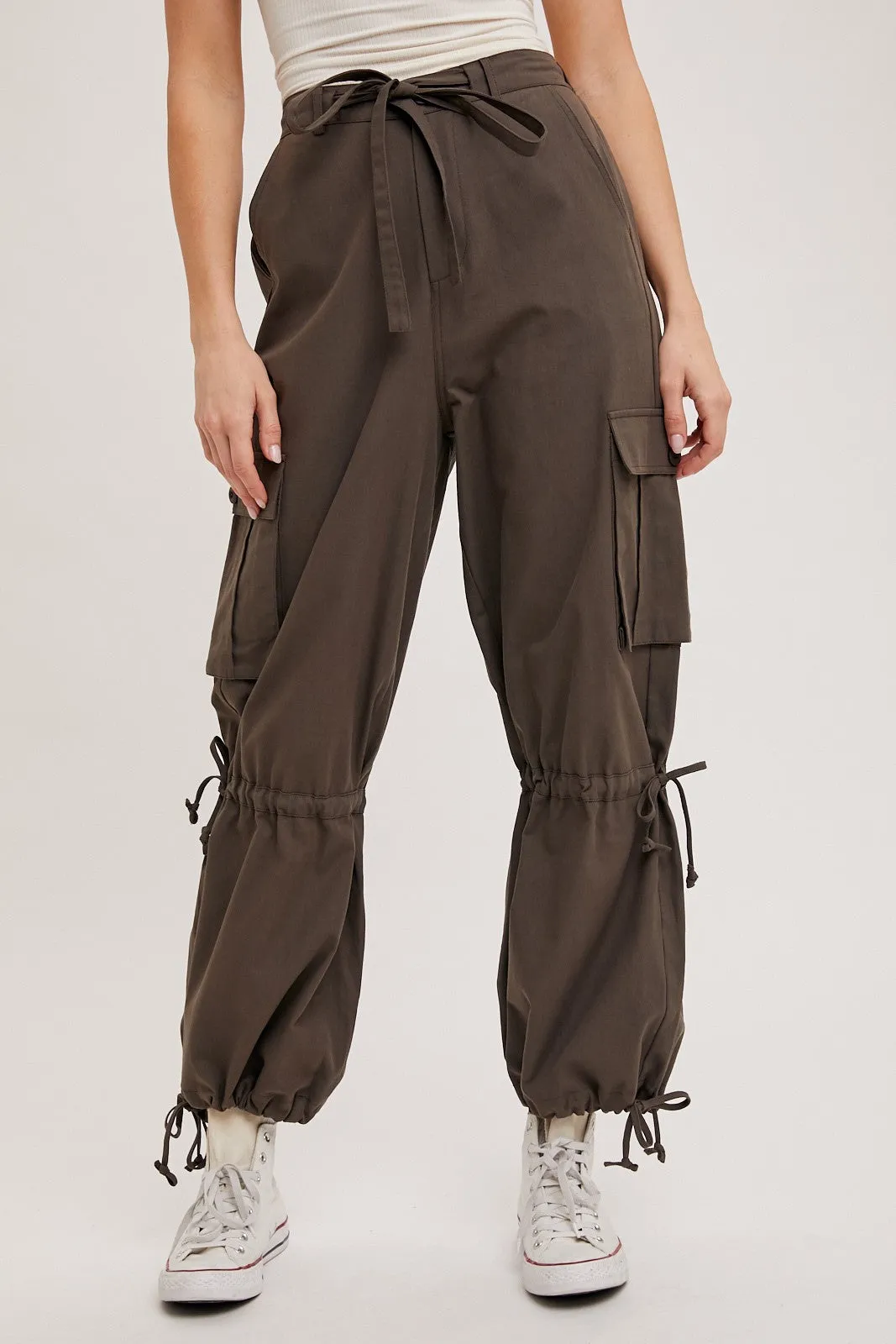 Ash High-Rise Drawstring Cargo Wide Leg Pants sold by Pinkblush product image thumbnail 2