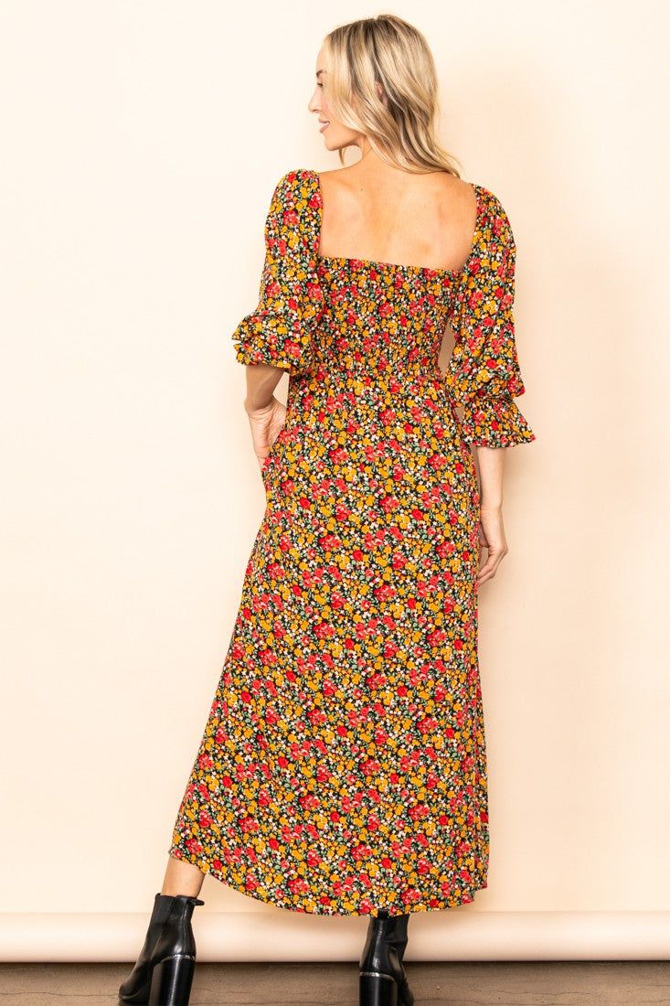 Red Floral Long Sleeve Maxi Dress sold by Pinkblush product image thumbnail 3