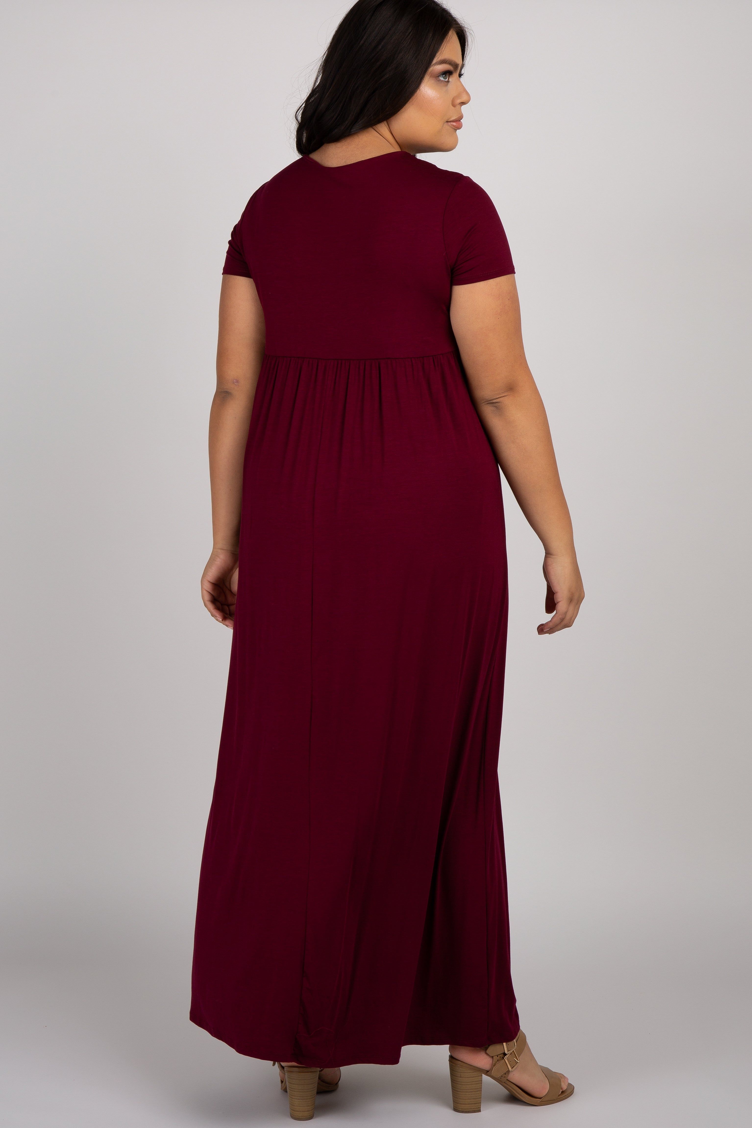 PinkBlush Burgundy Draped Nursing Plus Maxi Dress sold by Pinkblush product image thumbnail 3