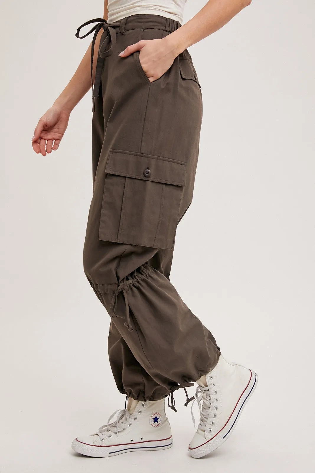Ash High-Rise Drawstring Cargo Wide Leg Pants sold by Pinkblush product image thumbnail 3