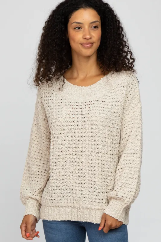 Beige Chunky Knit Sweater sold by Pinkblush