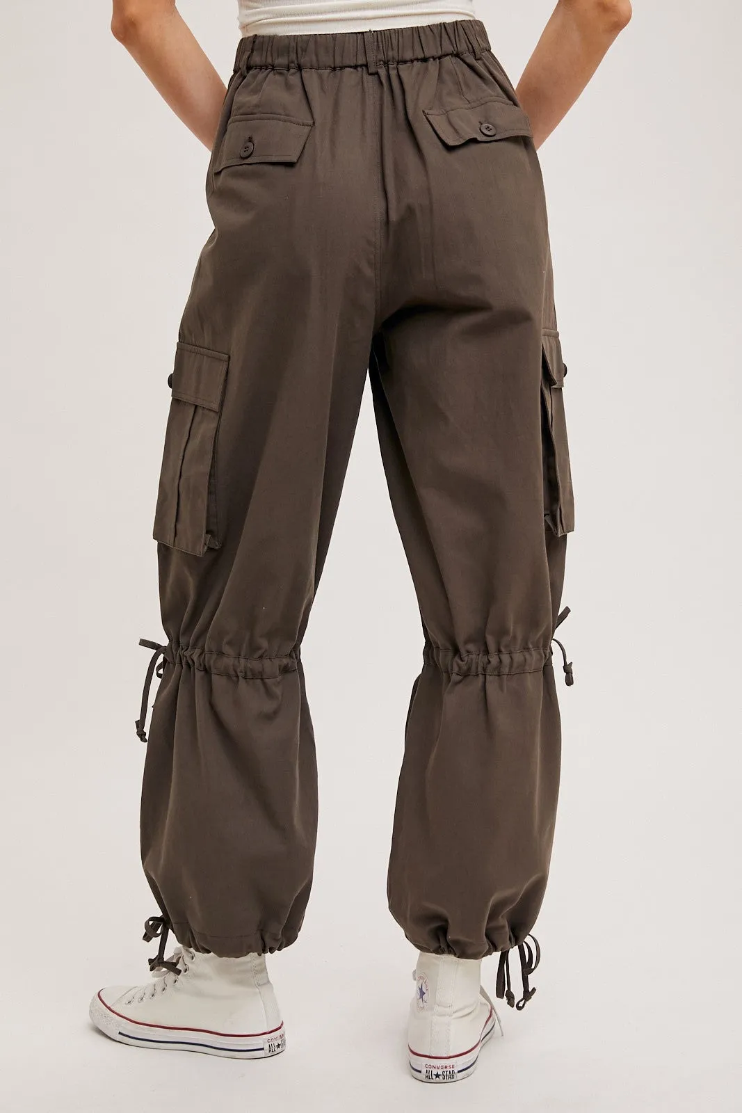 Ash High-Rise Drawstring Cargo Wide Leg Pants sold by Pinkblush product image thumbnail 4