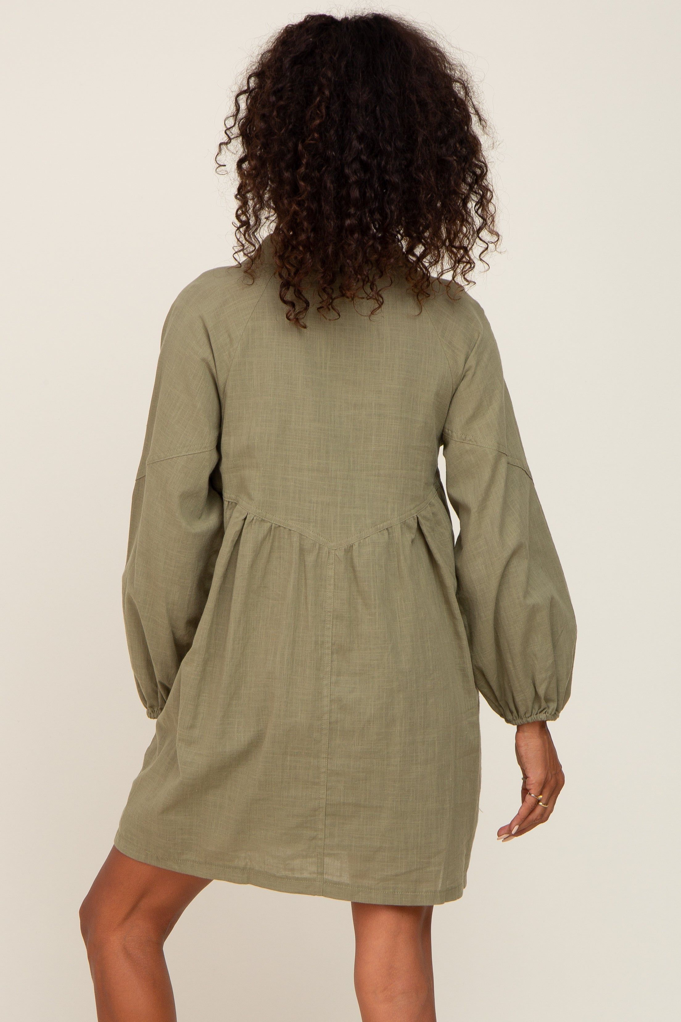 Olive Button Down Mini Dress sold by Pinkblush product image thumbnail 3