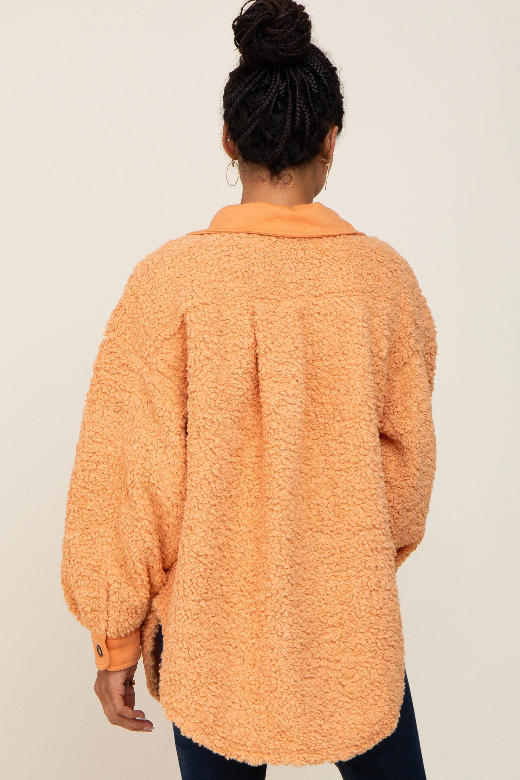 Peach Contrast Oversized Sherpa Coat sold by Pinkblush product image thumbnail 3