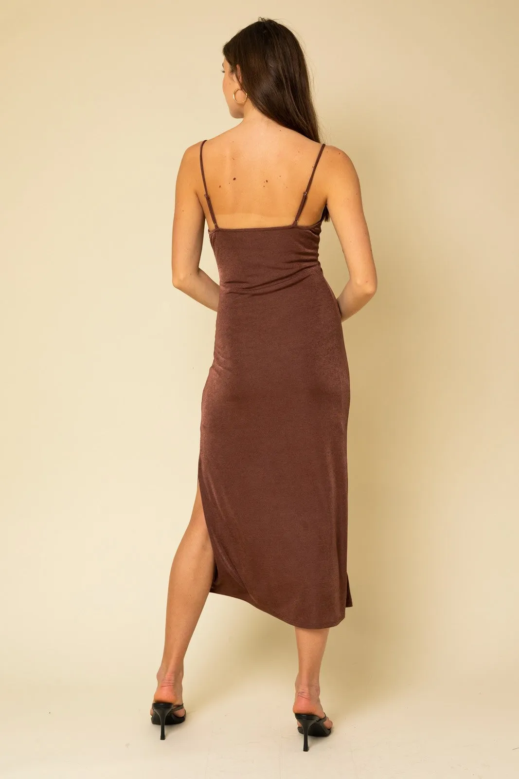 Brown Cowl Neck Midi Dress sold by Pinkblush product image thumbnail 3