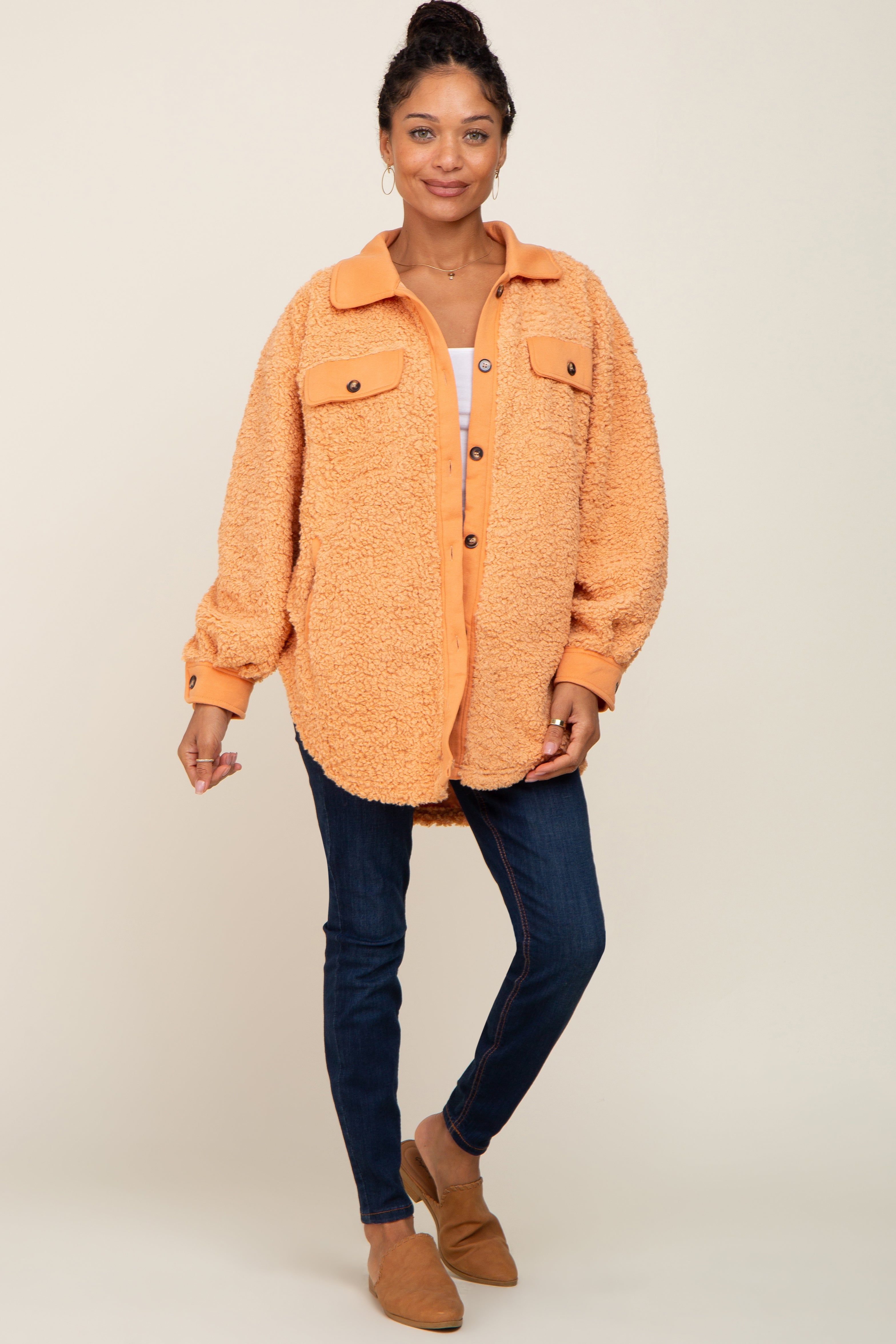Peach Contrast Oversized Sherpa Coat sold by Pinkblush product image thumbnail 4