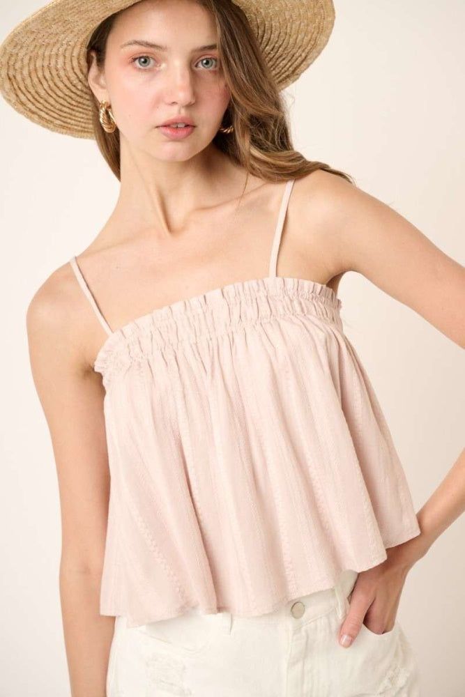 Sand Stripe Texture Elastic Detail Crop Tank Top sold by Pinkblush product image thumbnail 4