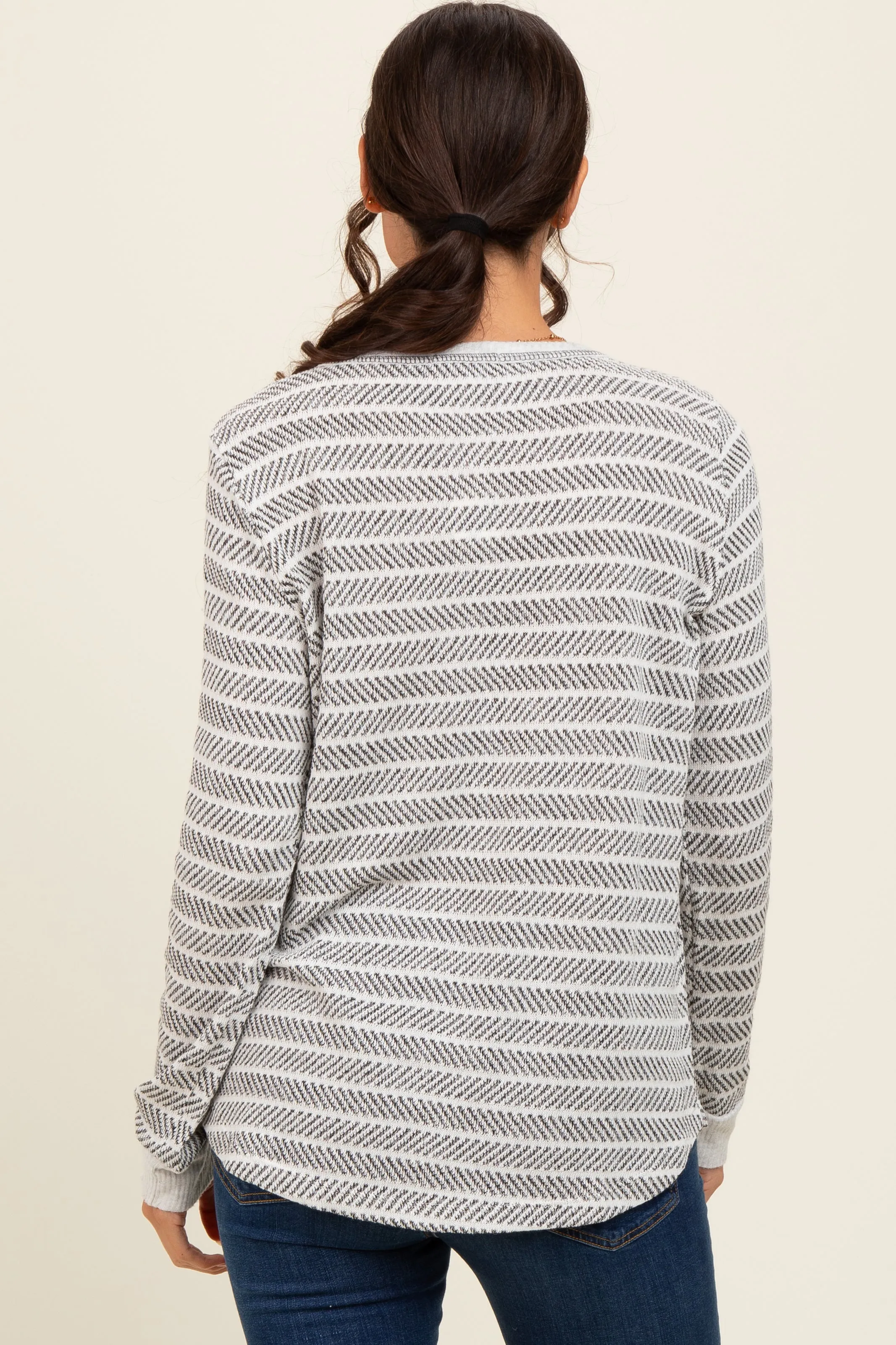 Heather Grey Striped Long Sleeve Top sold by Pinkblush product image thumbnail 4