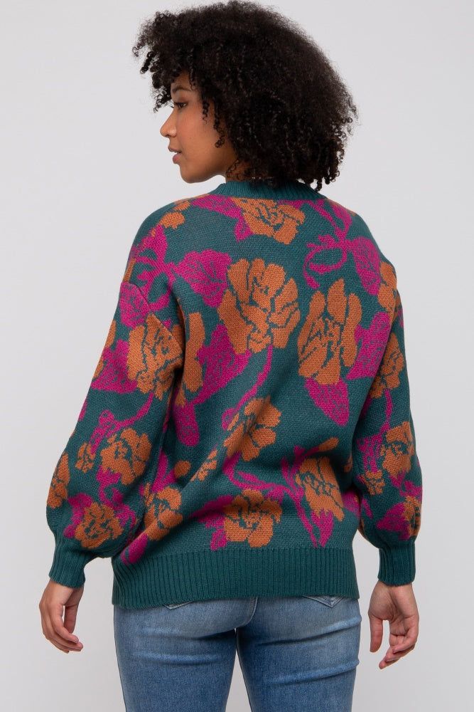 Emerald Green Floral Print Sweater sold by Pinkblush product image thumbnail 3