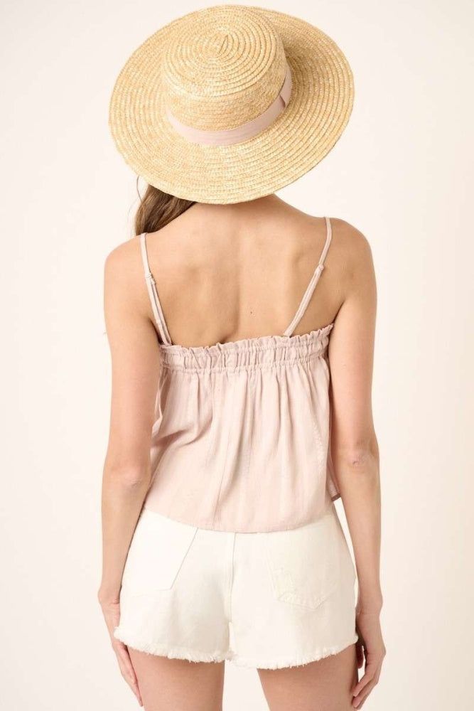 Sand Stripe Texture Elastic Detail Crop Tank Top sold by Pinkblush product image thumbnail 3