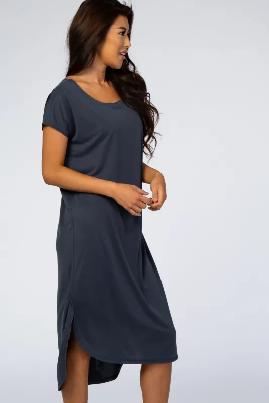 Navy Dot Print Wrap Maternity Plus Midi Dress sold by Pinkblush