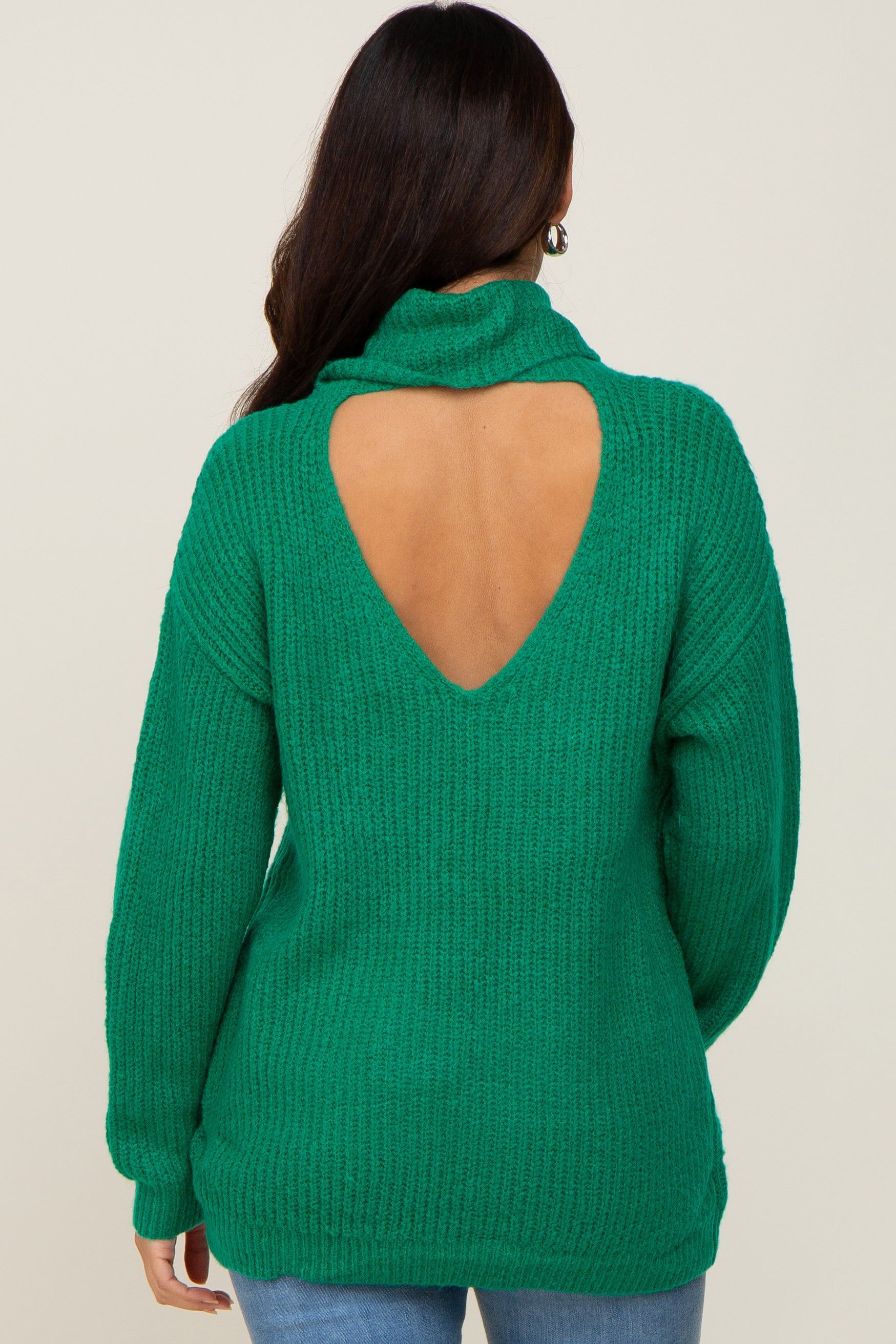 Green Soft Knit Cutout Back Maternity Sweater sold by Pinkblush product image thumbnail 3