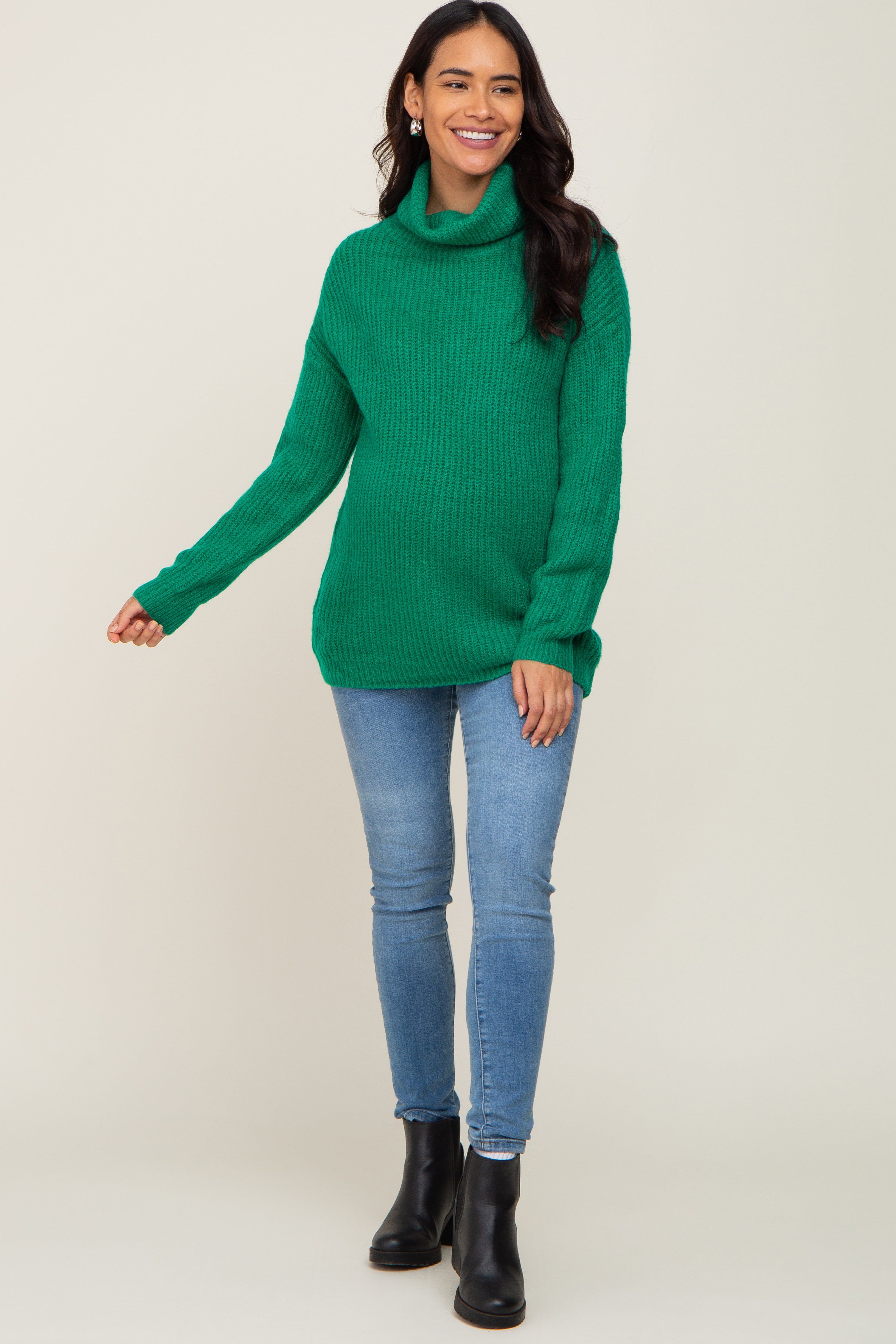 Green Soft Knit Cutout Back Maternity Sweater sold by Pinkblush product image thumbnail 4