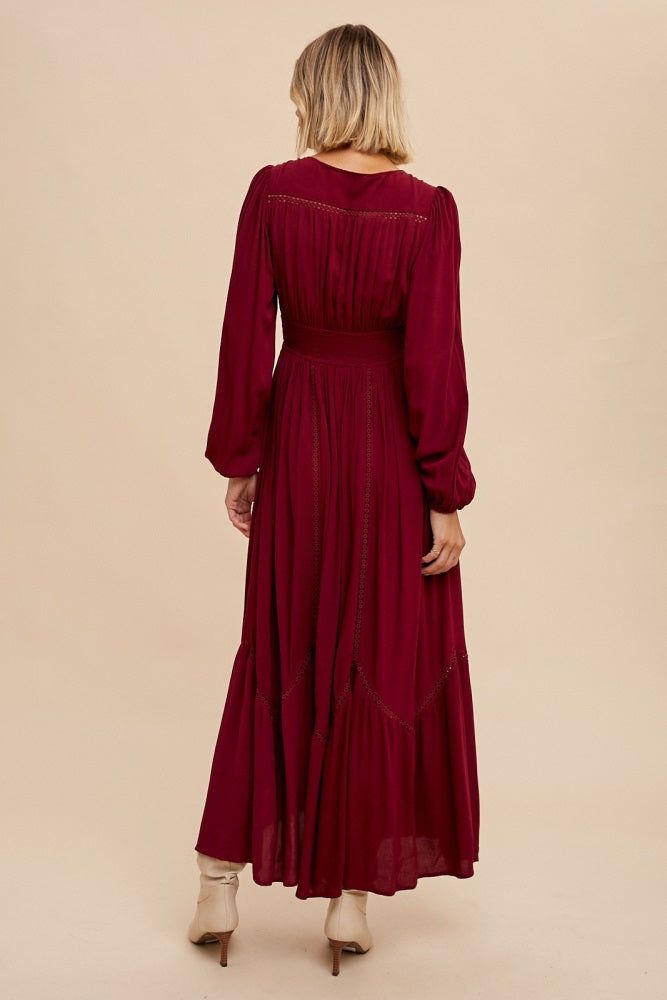 Burgundy Lace Inset Maxi Dress sold by Pinkblush product image thumbnail 5