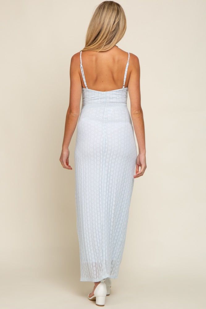 Light Blue Floral Knit Lace Maternity Maxi Dress sold by Pinkblush product image thumbnail 3