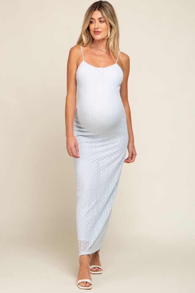 Light Blue Floral Knit Lace Maternity Maxi Dress sold by Pinkblush product image thumbnail 4