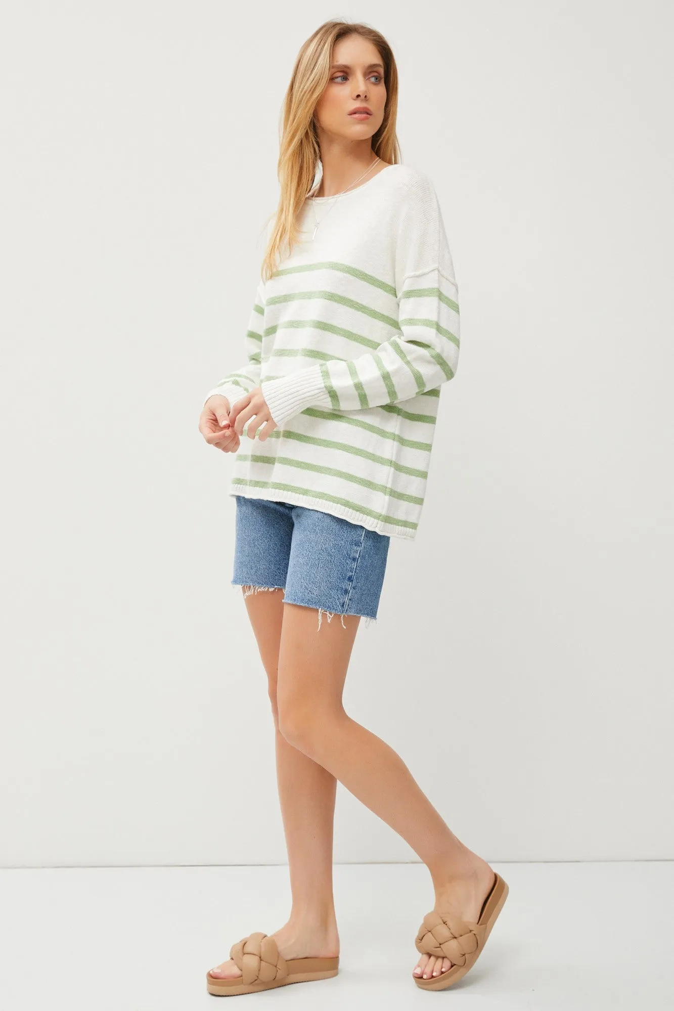 Green Striped Cuff Sweater sold by Pinkblush product image thumbnail 3