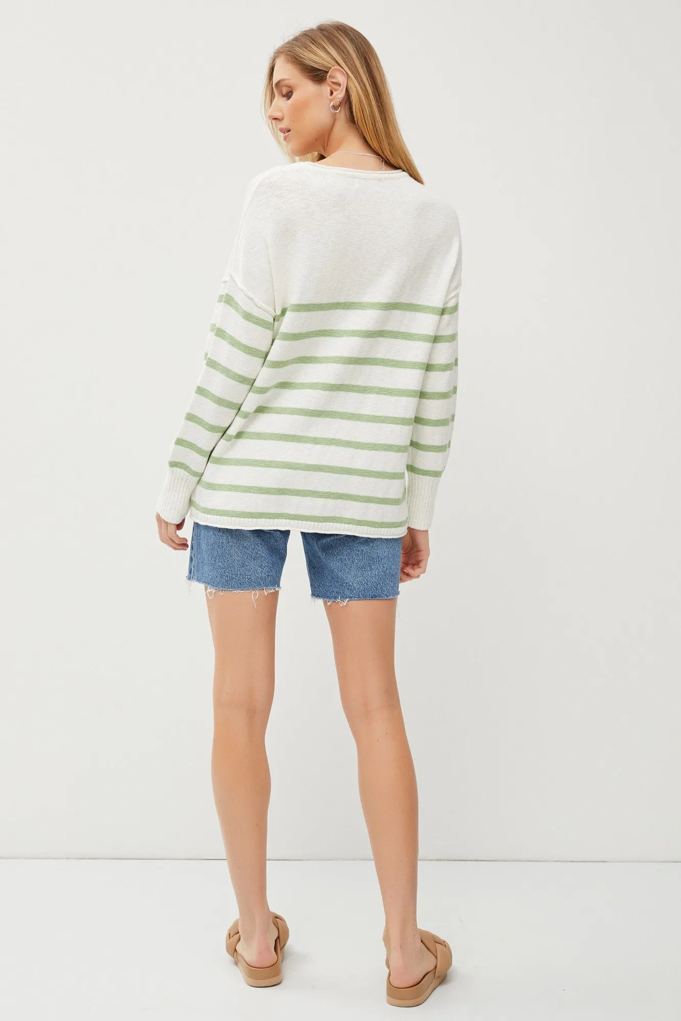 Green Striped Cuff Sweater sold by Pinkblush product image thumbnail 4