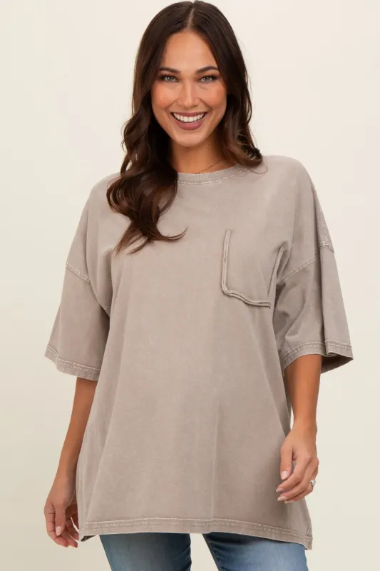 Grey Faded Wash Maternity Short Sleeve Top sold by Pinkblush