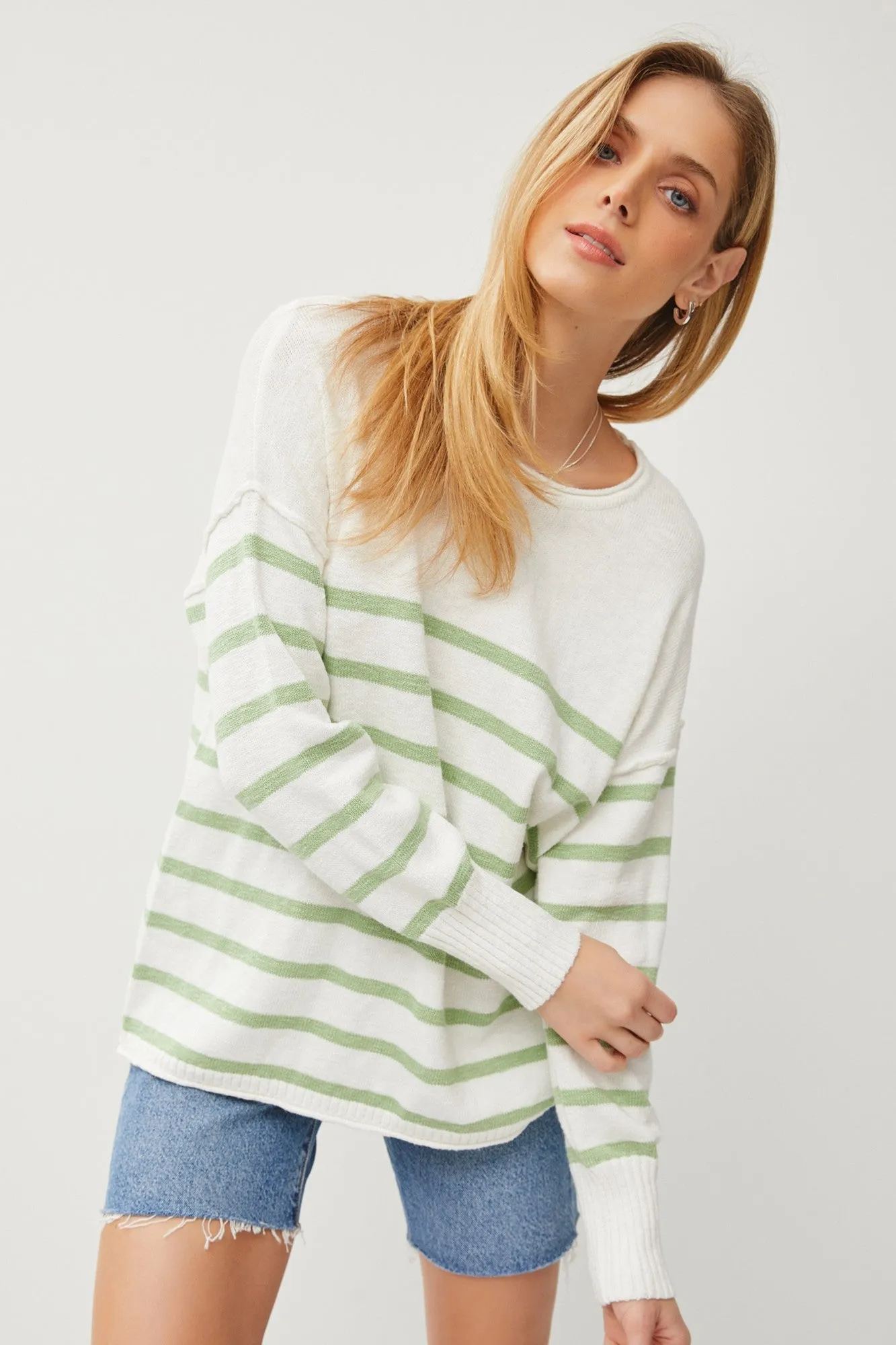 Green Striped Cuff Sweater sold by Pinkblush product image thumbnail 5