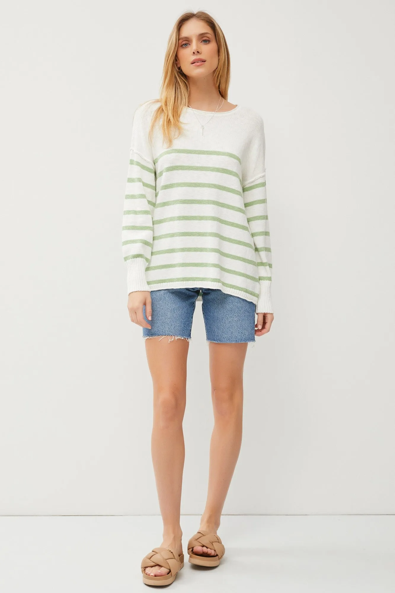 Green Striped Cuff Sweater sold by Pinkblush product image thumbnail 2