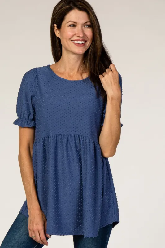 PinkBlush Denim Swiss Dot Babydoll Blouse sold by Pinkblush