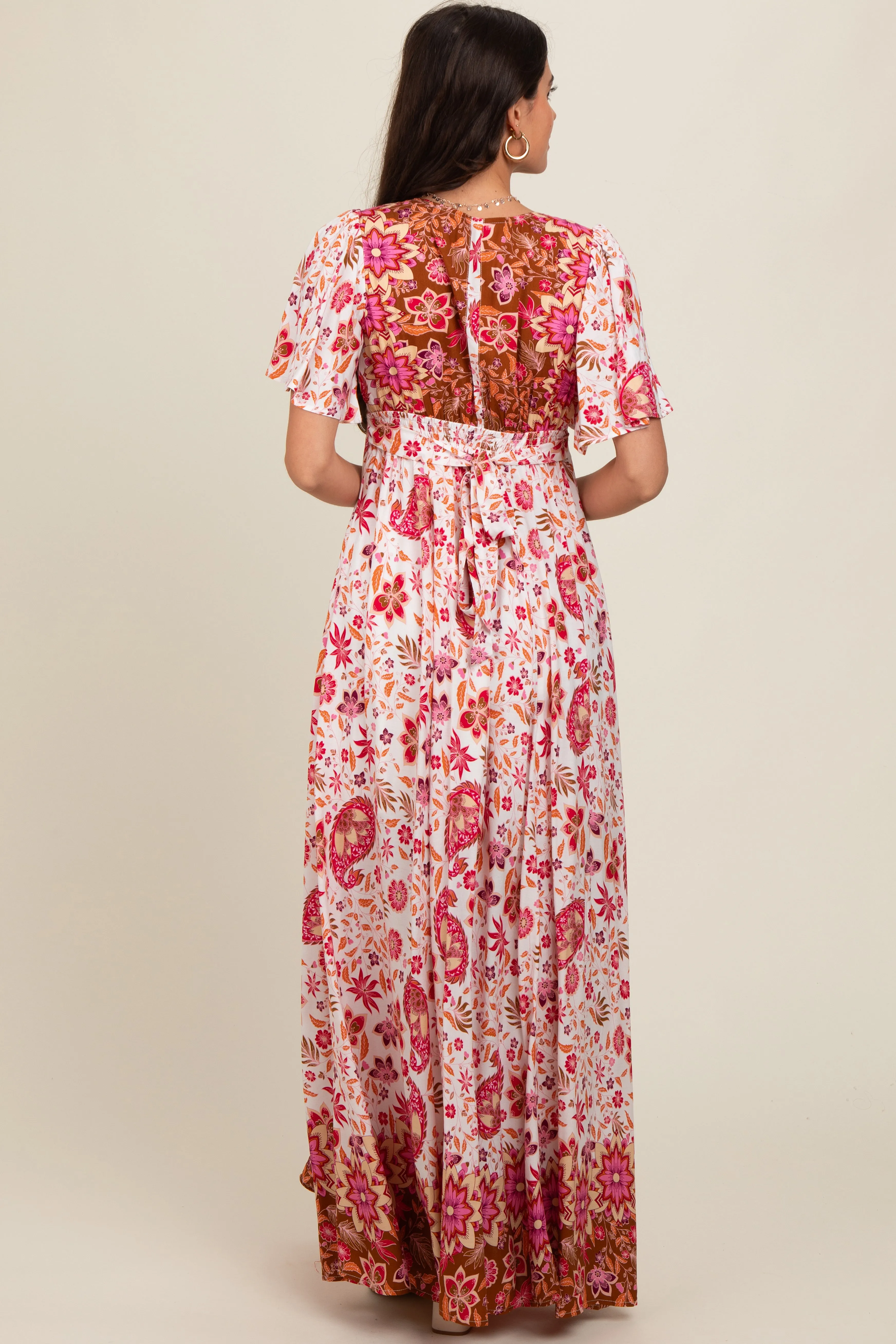 Ivory Mixed Floral Maxi Dress sold by Pinkblush product image thumbnail 4