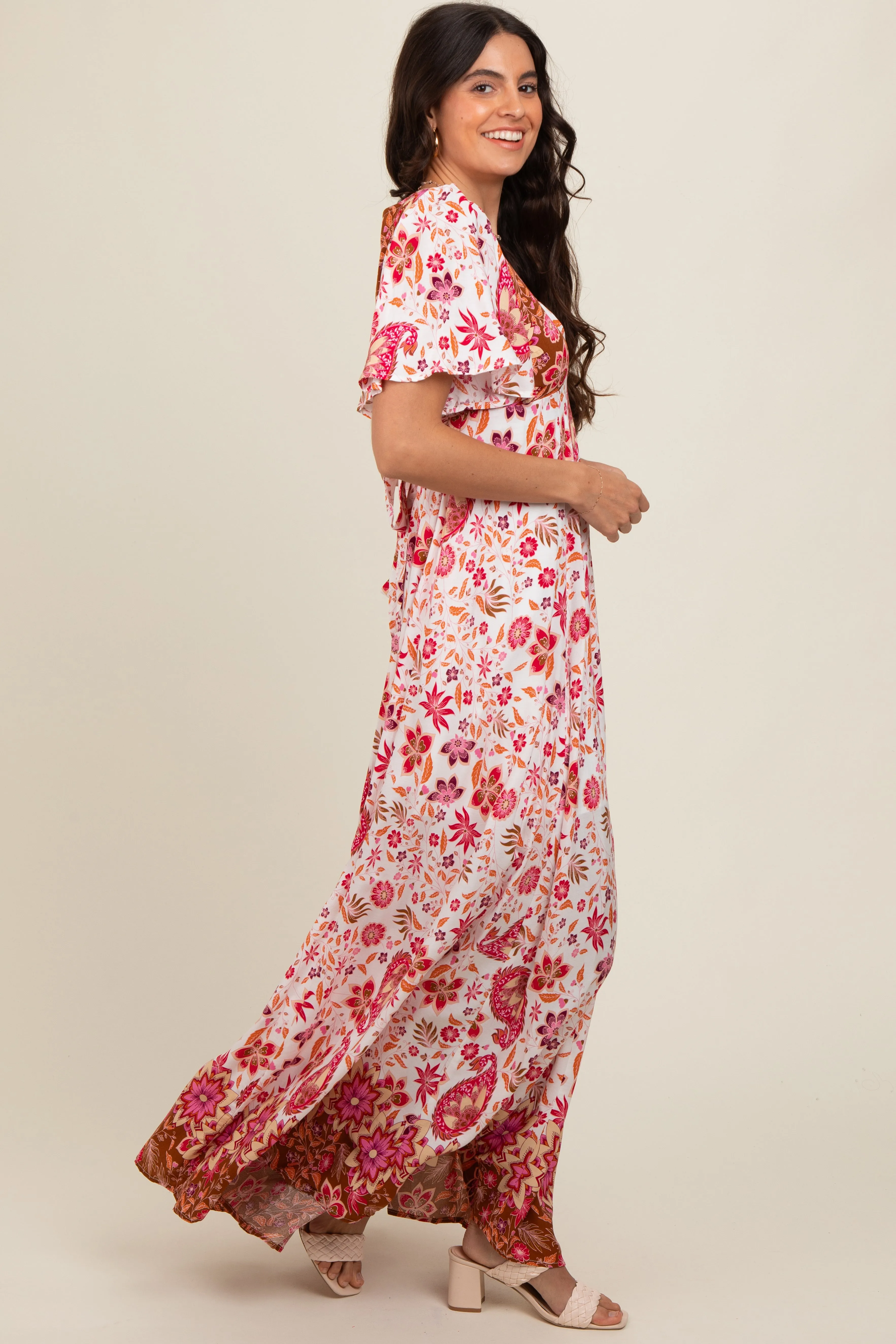Ivory Mixed Floral Maxi Dress sold by Pinkblush product image thumbnail 3