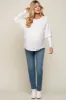 Cream Knit Long Dolman Sleeve Maternity Top sold by Pinkblush