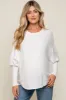 Cream Knit Long Dolman Sleeve Maternity Top sold by Pinkblush