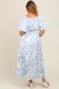 Blue Floral Puff Sleeve Maternity Plus Midi Dress sold by Pinkblush