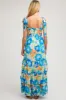 Blue Floral Smocked Shoulder Strap Maternity Maxi Dress sold by Pinkblush