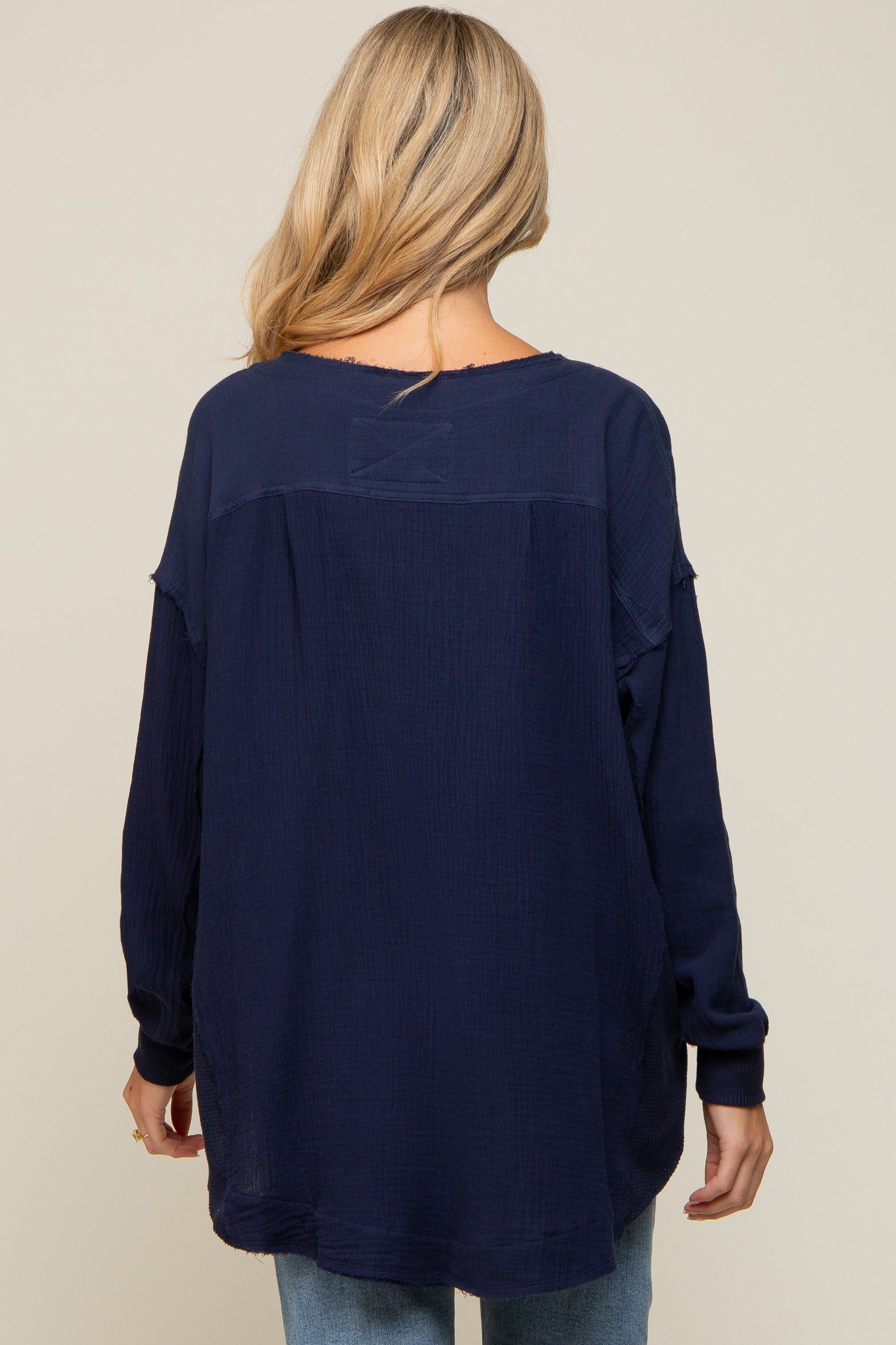 Navy Lightweight Button Front Maternity Tunic sold by Pinkblush product image thumbnail 3