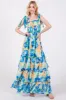 Blue Floral Smocked Shoulder Strap Maternity Maxi Dress sold by Pinkblush