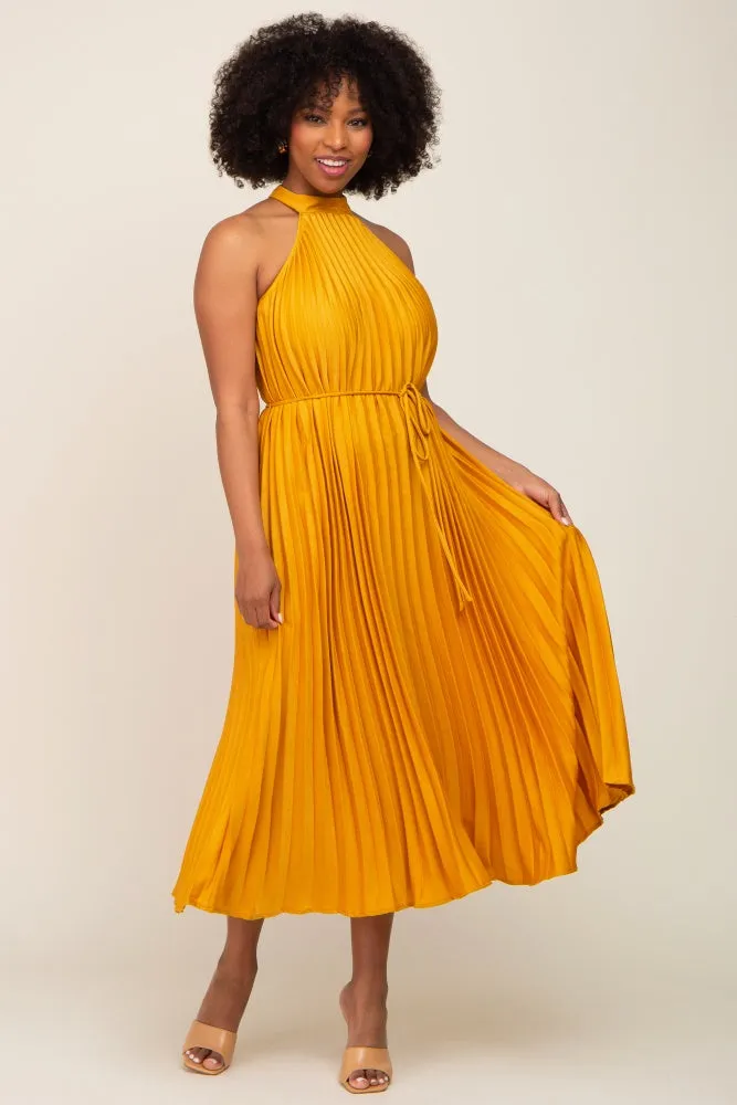 Yellow Pleated Halter Dress sold by Pinkblush product image thumbnail 4