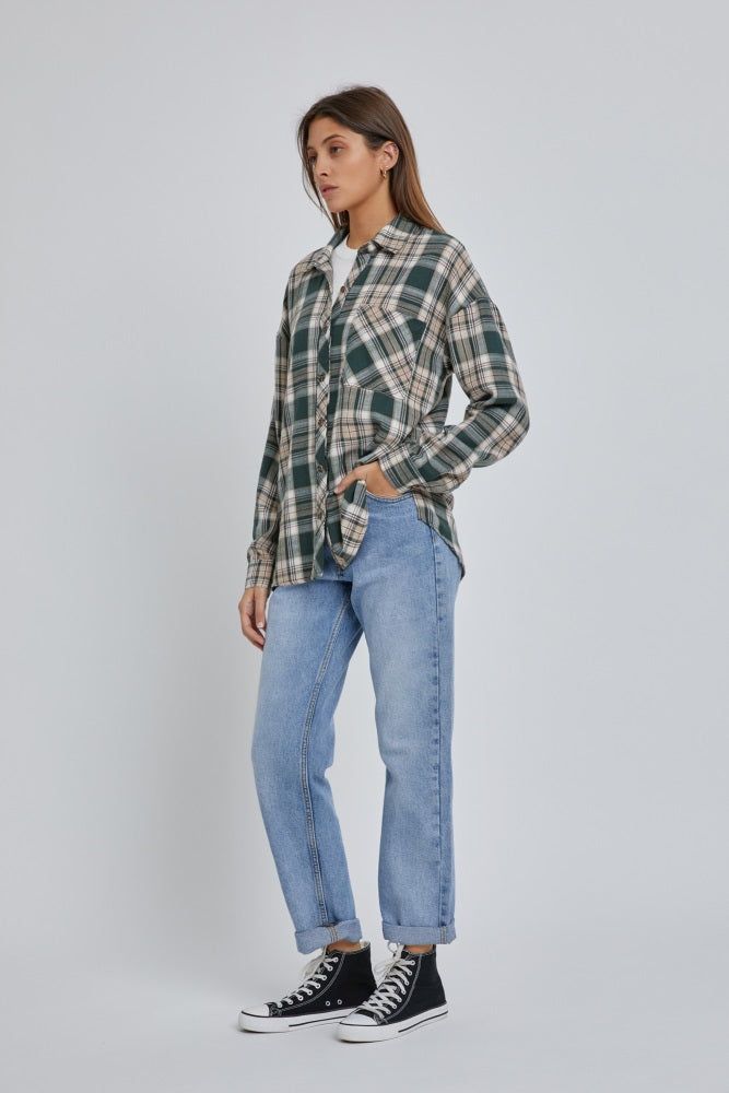 Forest Green Plaid Button Down Top sold by Pinkblush product image thumbnail 3