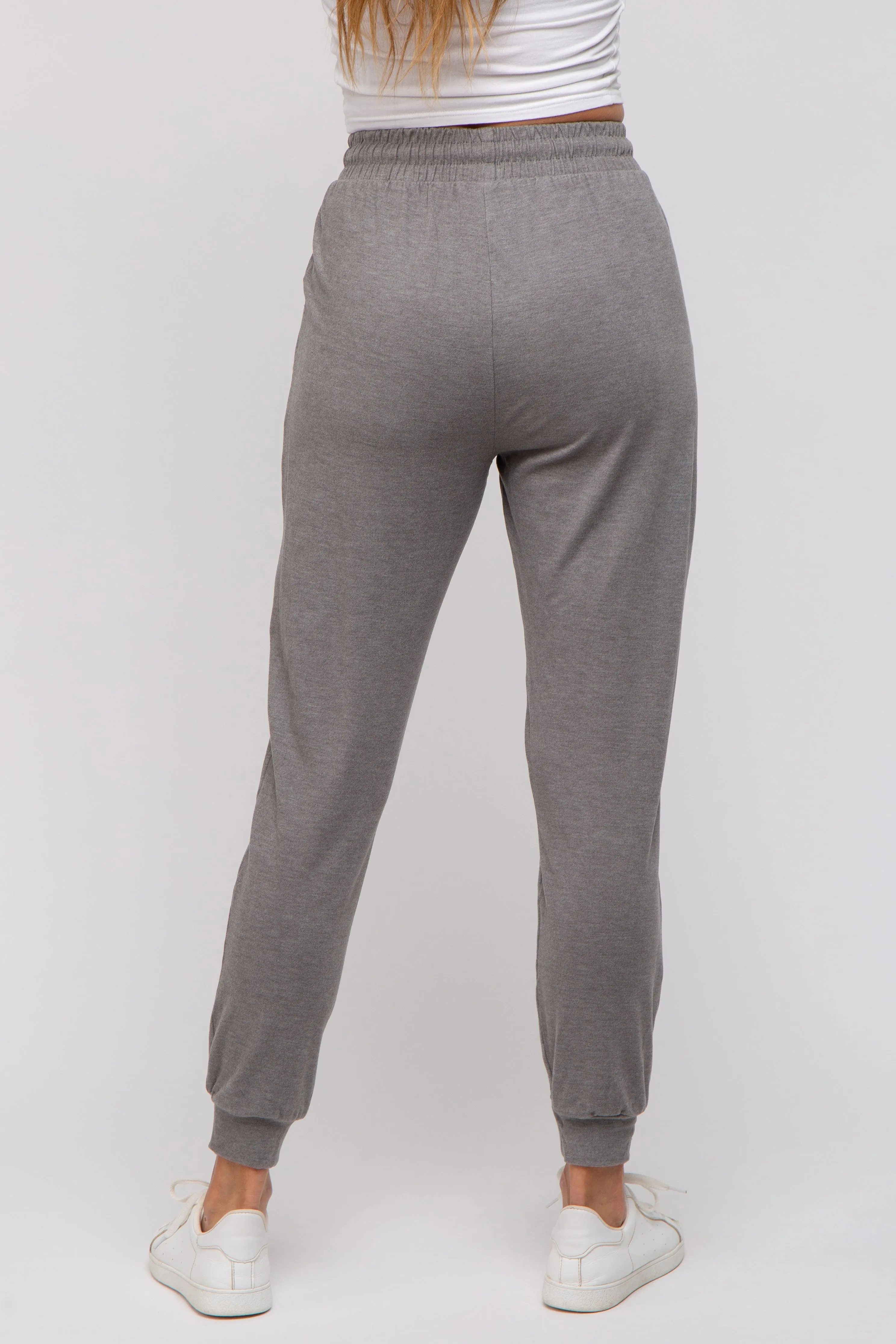 Grey Ultra Soft Knit Drawstring Joggers sold by Pinkblush product image thumbnail 4