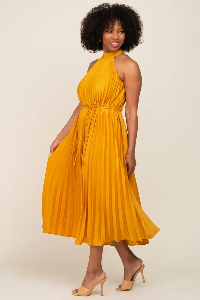 Yellow Pleated Halter Dress sold by Pinkblush product image thumbnail 2