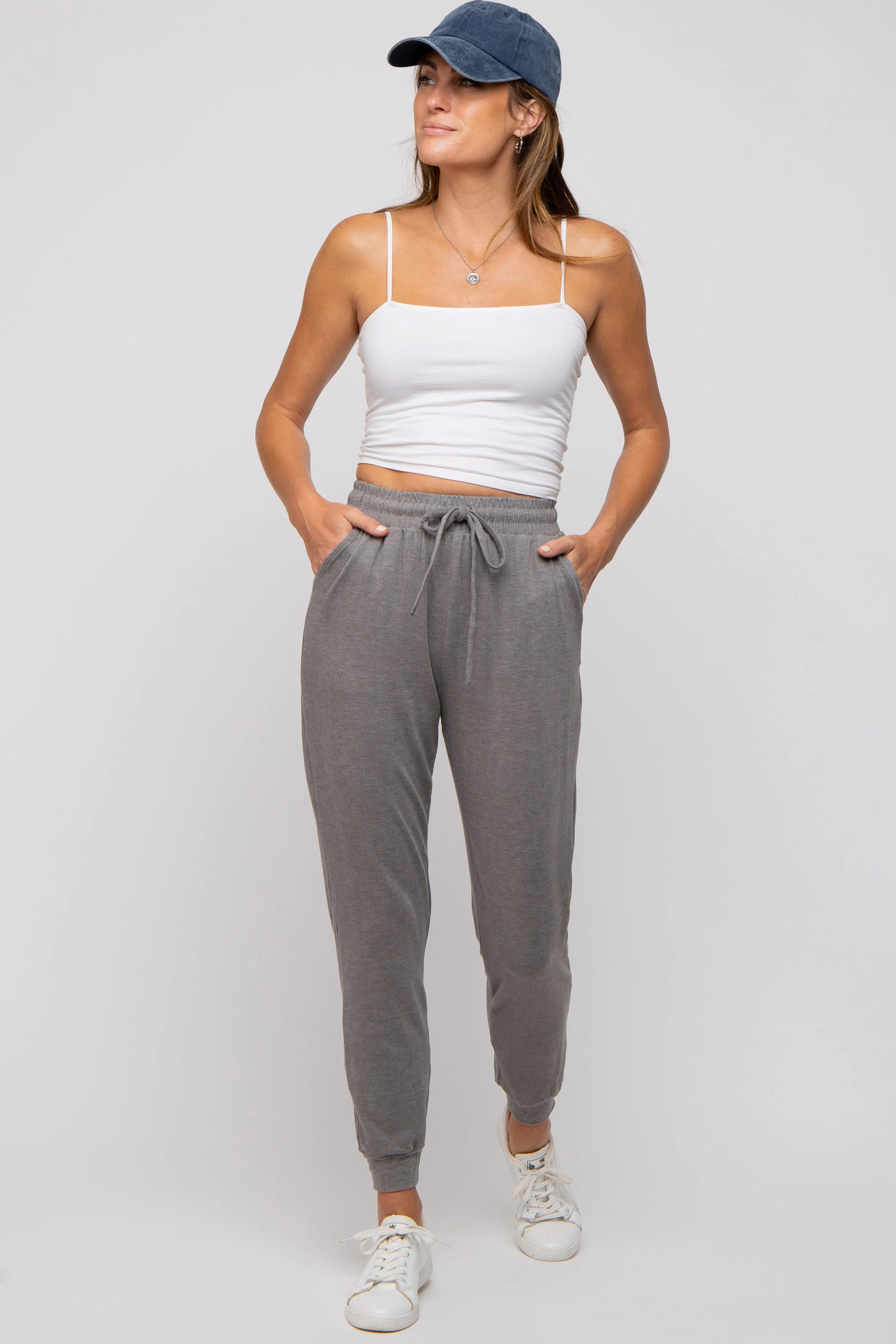 Grey Ultra Soft Knit Drawstring Joggers sold by Pinkblush product image thumbnail 5