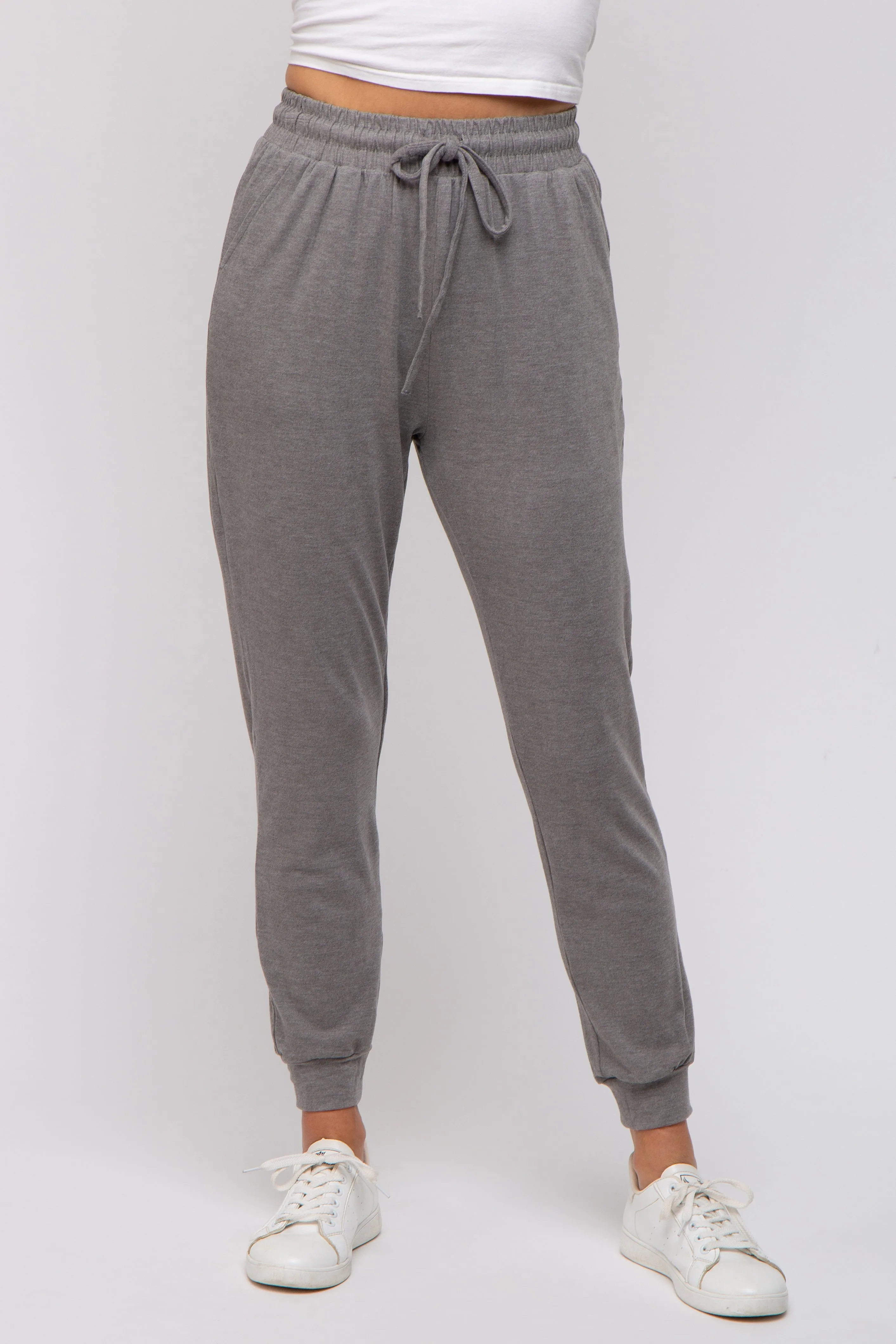 Grey Ultra Soft Knit Drawstring Joggers sold by Pinkblush product image thumbnail 2