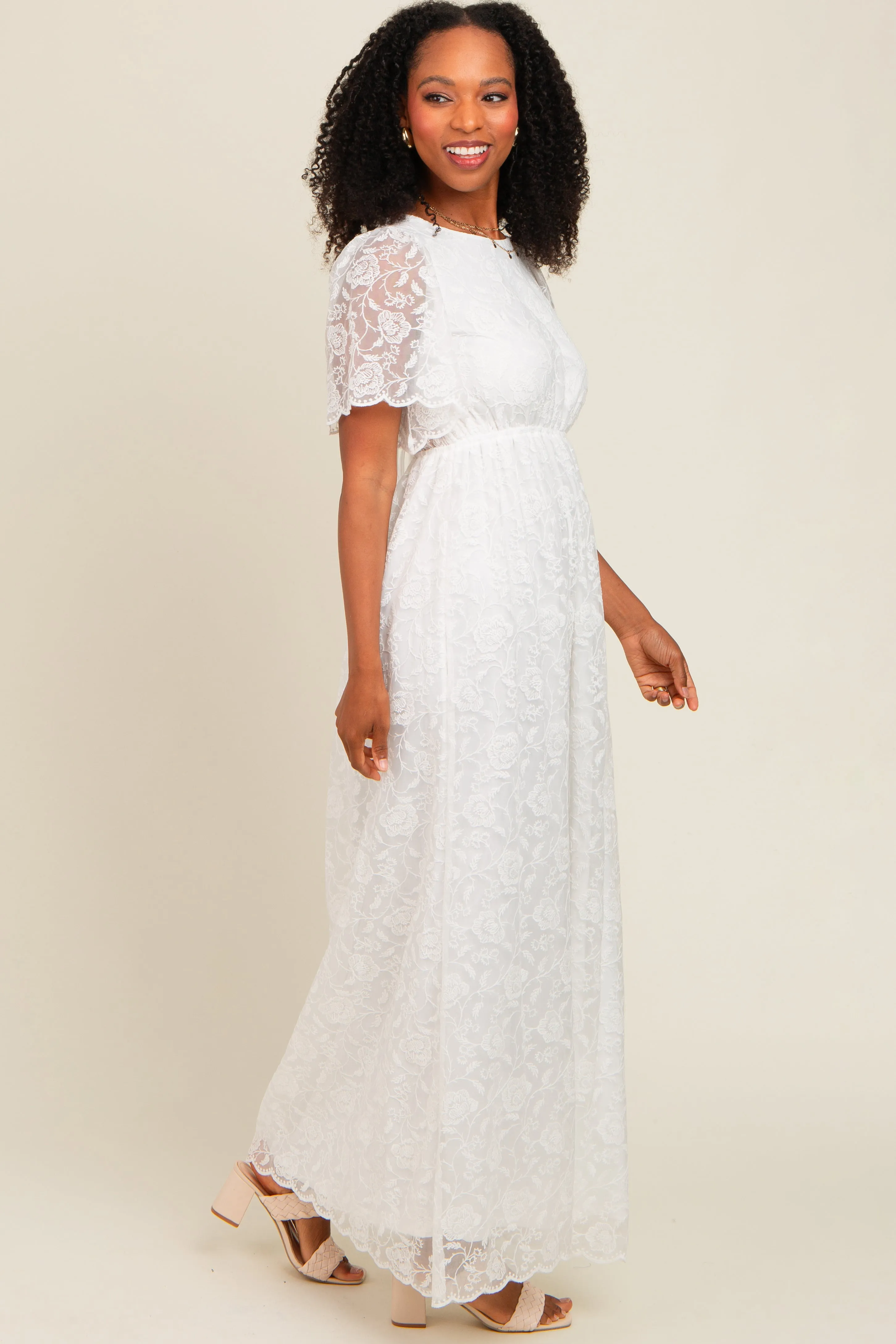 White Lace Sheer Lace Back Maxi Dress sold by Pinkblush product image thumbnail 3