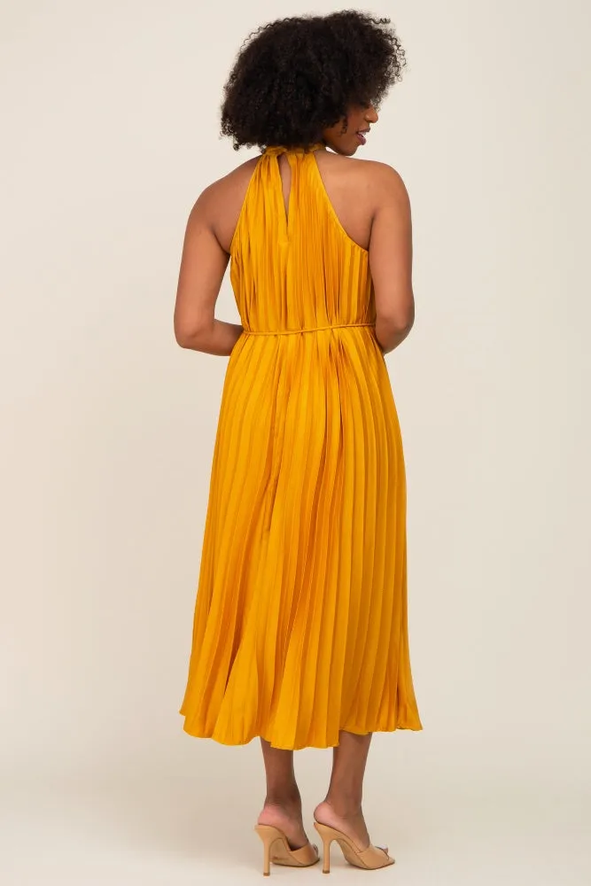 Yellow Pleated Halter Dress sold by Pinkblush product image thumbnail 3