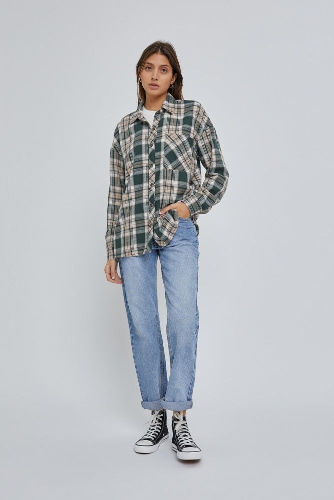 Forest Green Plaid Button Down Top sold by Pinkblush product image thumbnail 2