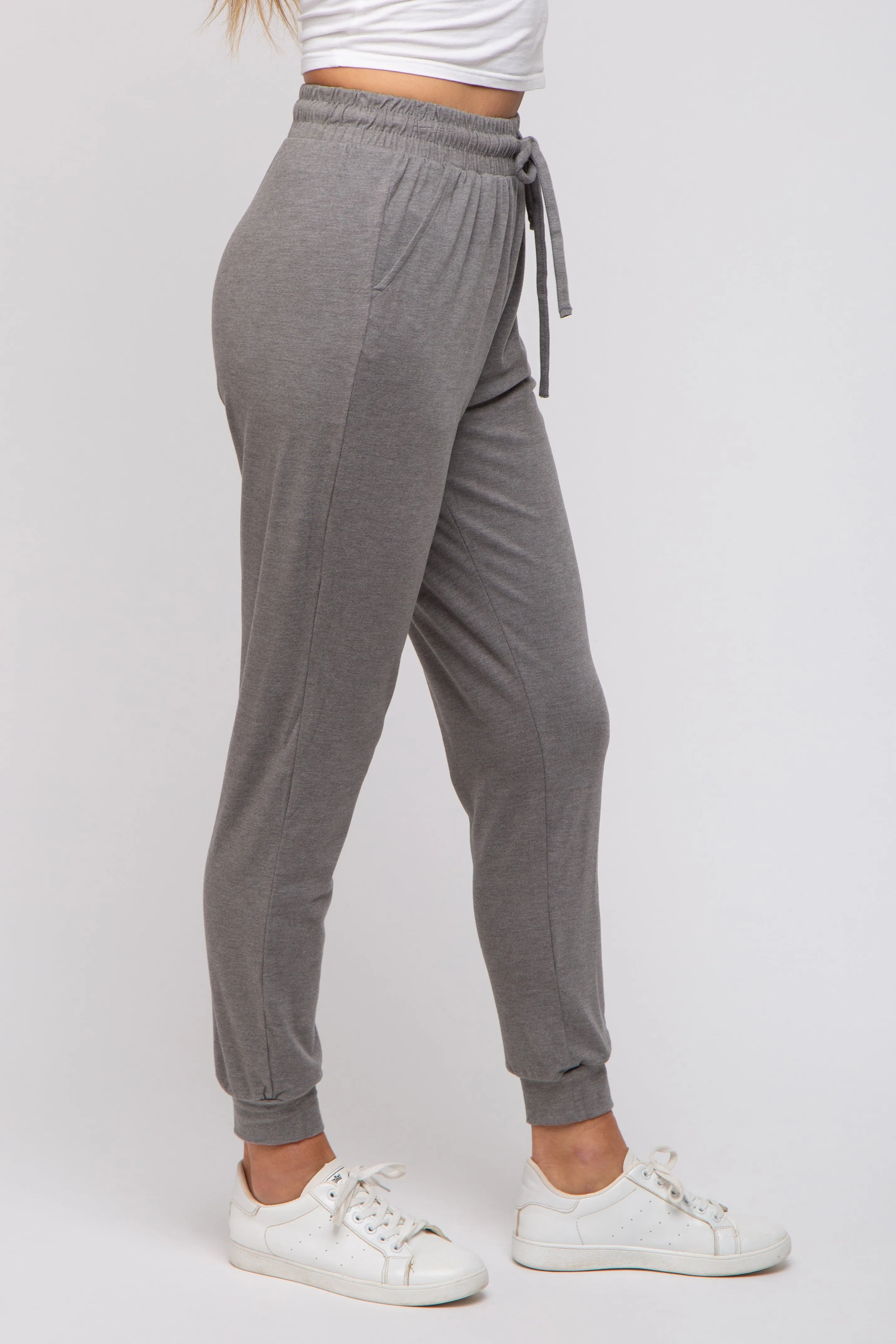 Grey Ultra Soft Knit Drawstring Joggers sold by Pinkblush product image thumbnail 3