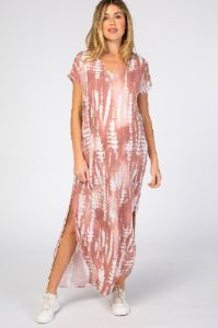 Mauve Tie Dye Maternity Maxi Dress sold by Pinkblush