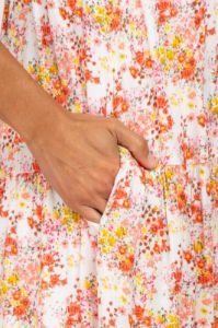 Ivory Floral Print Shoulder Tie Midi Dress sold by Pinkblush