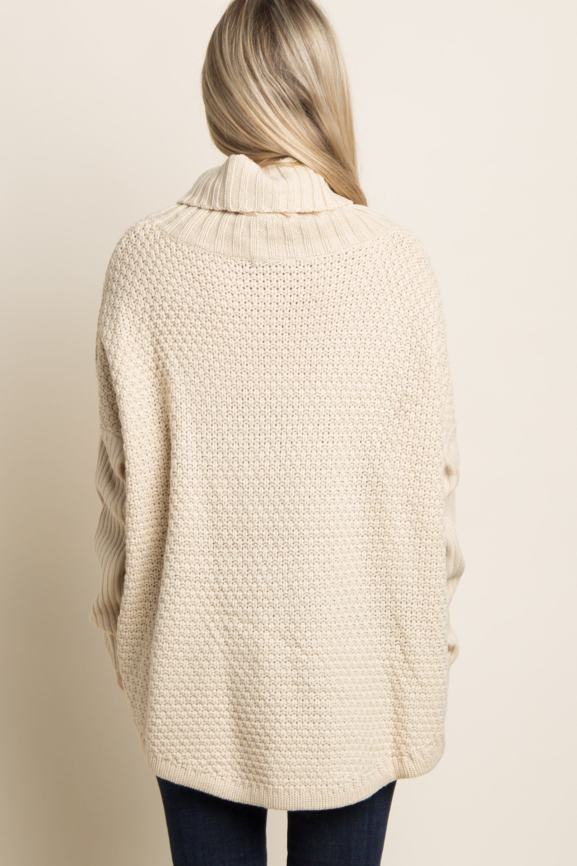 Beige Cowl Neck Knit Maternity Sweater sold by Pinkblush product image thumbnail 5