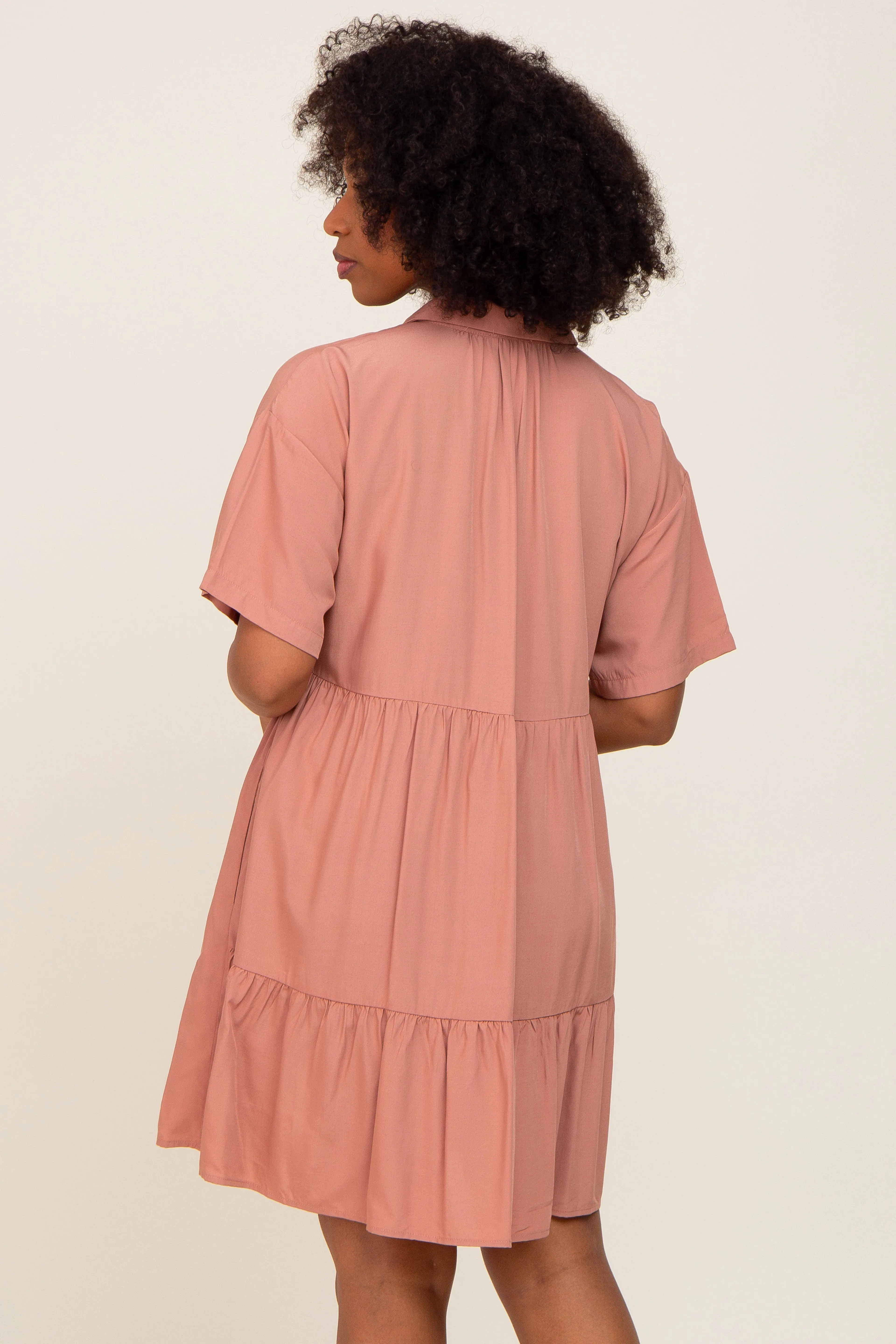 Mauve Buttondown Short Sleeve Dress sold by Pinkblush product image thumbnail 4