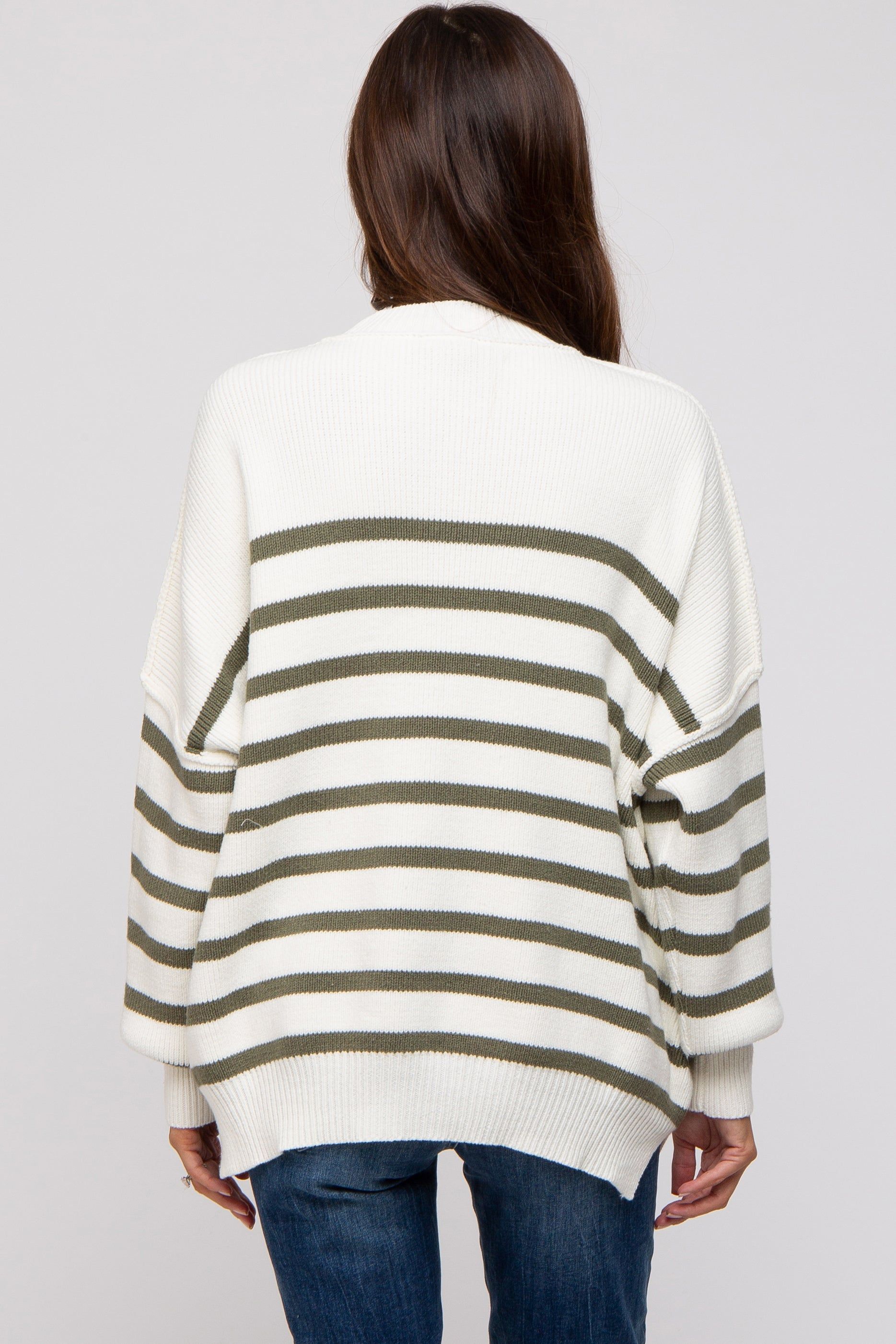 Olive Striped Drop Shoulder Maternity Sweater sold by Pinkblush product image thumbnail 3